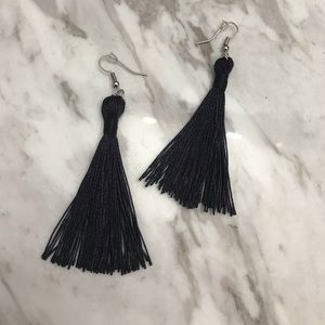 Dark navy blue tassel earrings